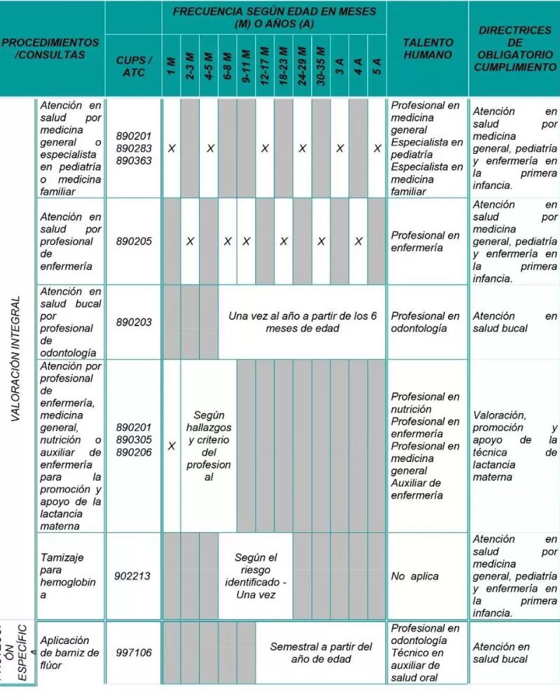 esquema de atención en salud en niño y niñas